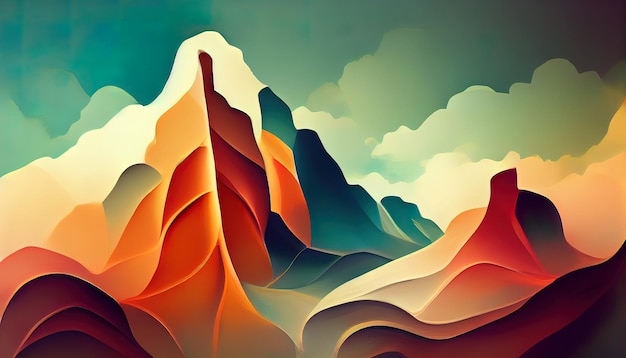 Ilustración abstracta de la textura del papel pintado de la montaña y del cañón