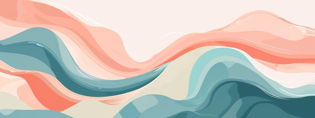 Ilustración abstracta con vibraciones de verano y estilo de playa ondulado pancarta de pintura de acuarela abstracta con