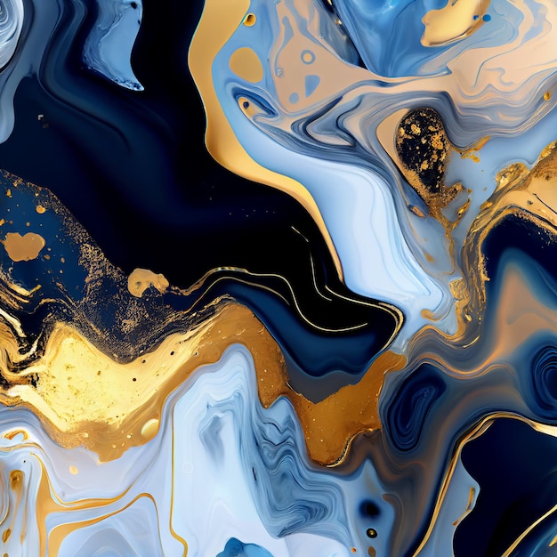 Ilustración de acrílico líquido dorado abstracto en arte fluido de textura de azulejo de mármol de lujo