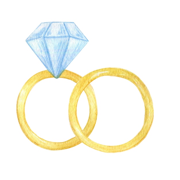 Ilustración acuarela de anillos de boda