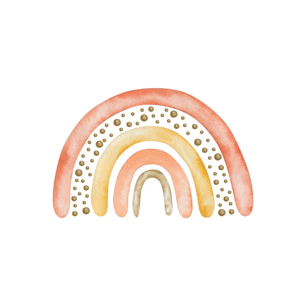 Ilustración acuarela de un arco iris en estilo boho aislado en un fondo blanco