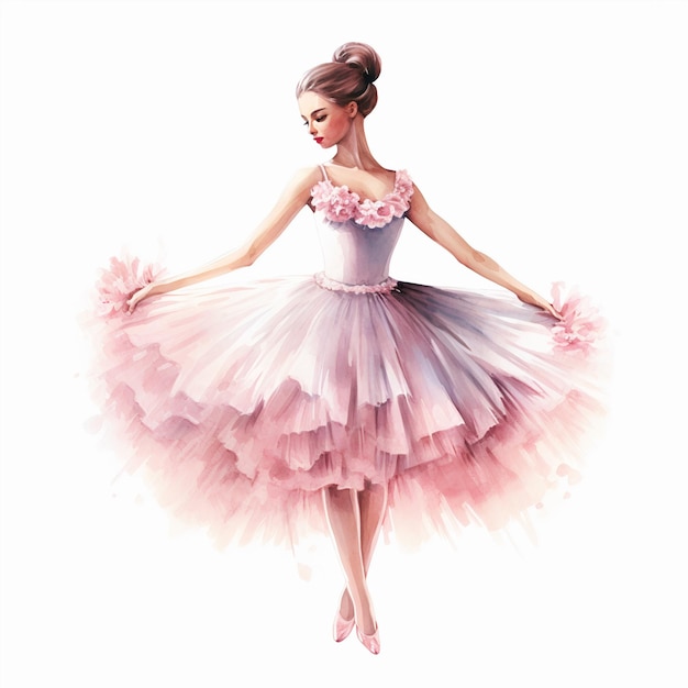 Ilustración en acuarela de una bailarina Personaje ficticio Imagen femenina tutu danza ballet gracia