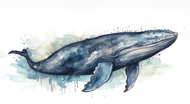 Ilustración acuarela de una ballena espacial nadando por el universo la idea de un fantástico