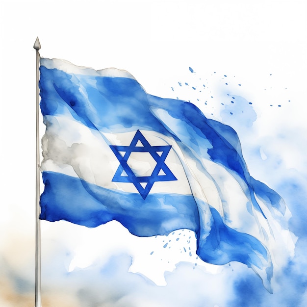 Ilustración en acuarela de la bandera de Israel generada por AI