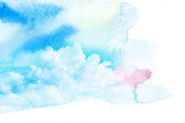 Ilustración acuarela de cielo con nubes.