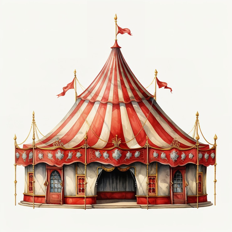 Foto ilustración de acuarela de circo rojo