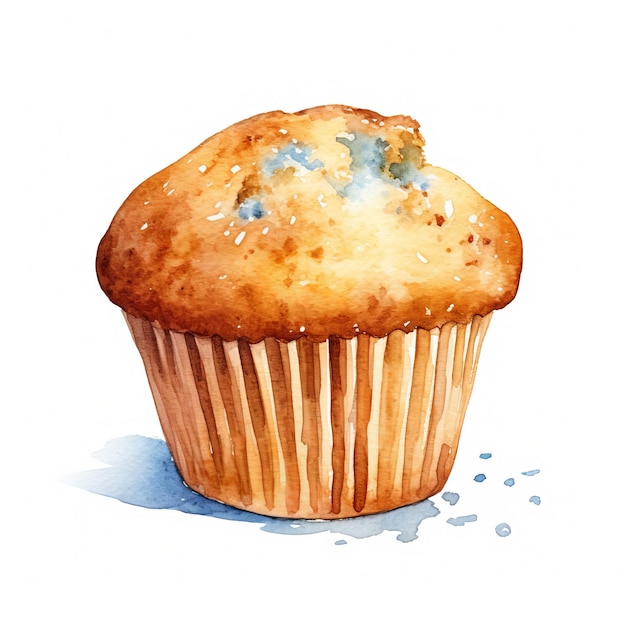 Ilustración de acuarela cuadrada de pasteles de muffins recién horneados