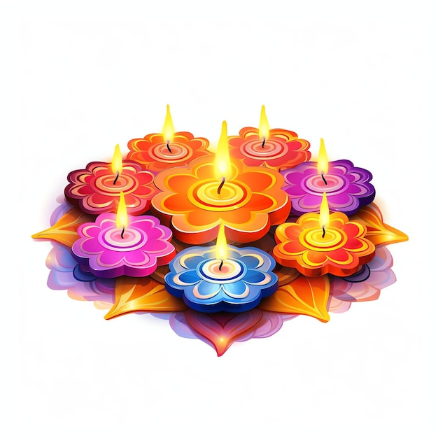 Ilustración acuarela decorativa diyas diwali