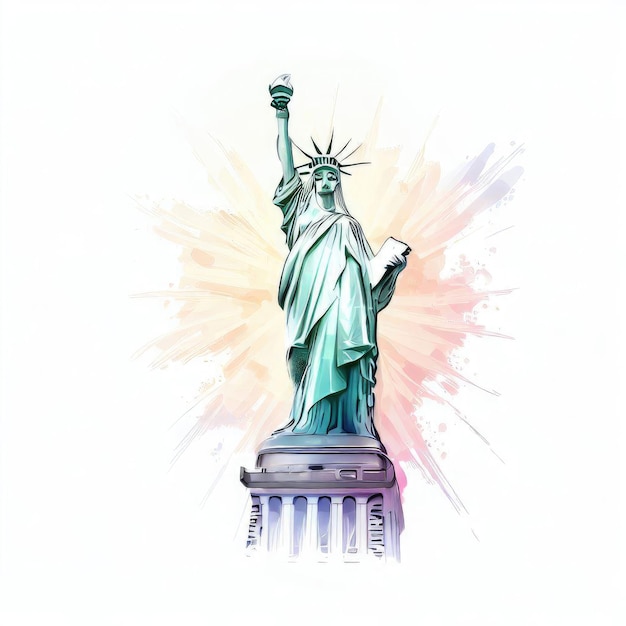 Ilustración en acuarela de la Estatua de la Libertad