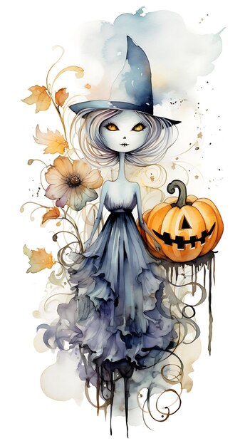 Ilustración acuarela del fantasma de Halloween