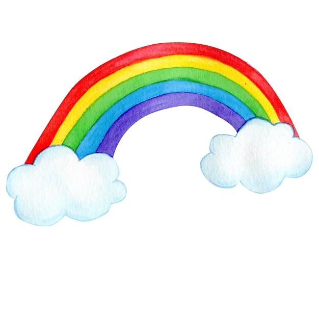 Ilustración acuarela fenómeno natural arco iris