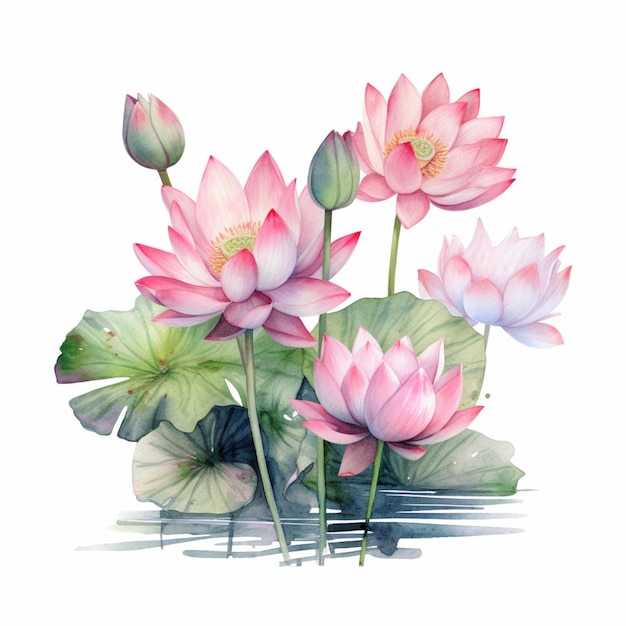 Ilustración acuarela de una flor de loto.