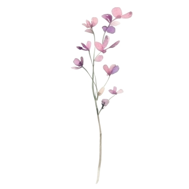 Ilustración de acuarela de flores aisladas en arreglos florales de color azul