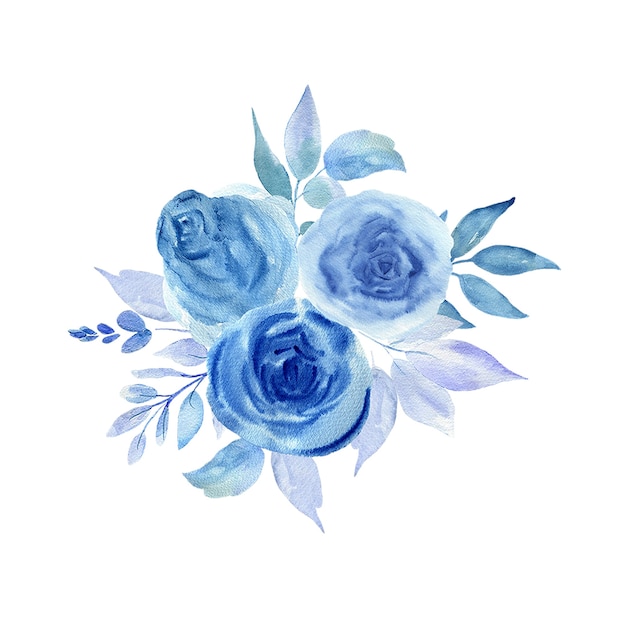 Foto ilustración acuarela de flores azules