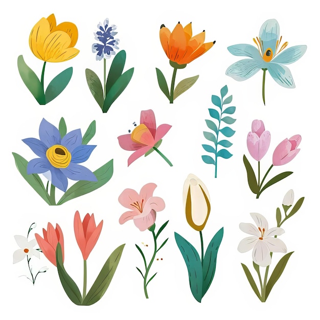 Ilustración acuarela de flores de primavera