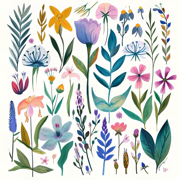 Ilustración acuarela de flores de primavera