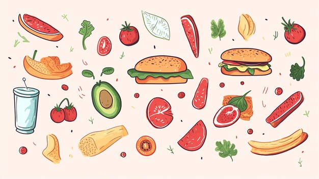 Ilustración acuarela de fondo de alimentos