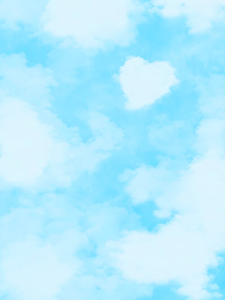 Foto ilustración de acuarela de fondo nube en forma de corazón sobre un fondo azul