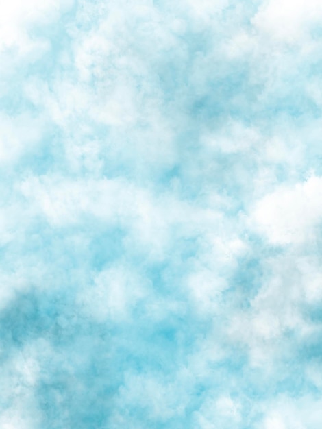 Foto ilustración de acuarela de fondo nubes sobre un fondo azul