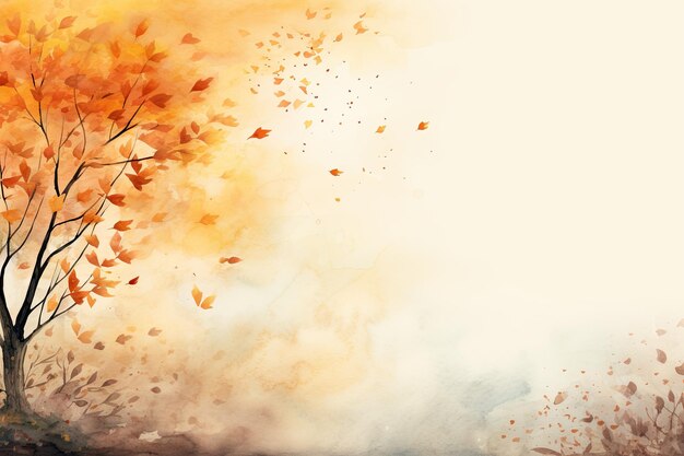 Ilustración acuarela de fondo de otoño