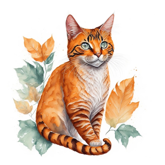 Ilustración acuarela de gato vectorial