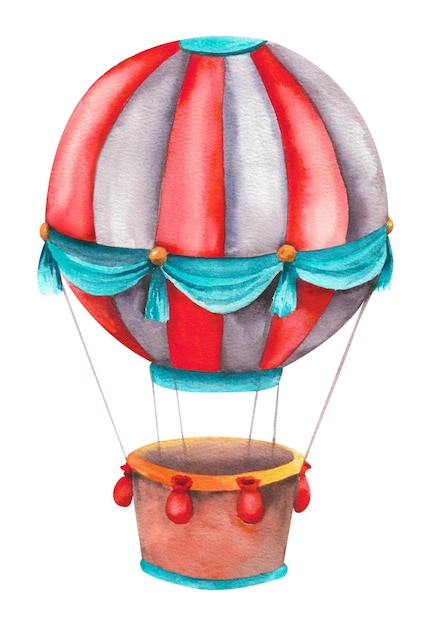 Ilustración acuarela de un globo aerostático