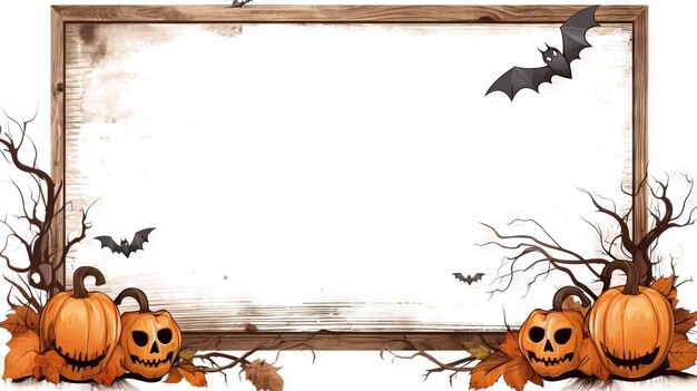 Ilustración de acuarela de Halloween con fondo blanco generada con alta resolución Ilustración de Halloween con fondo blanco