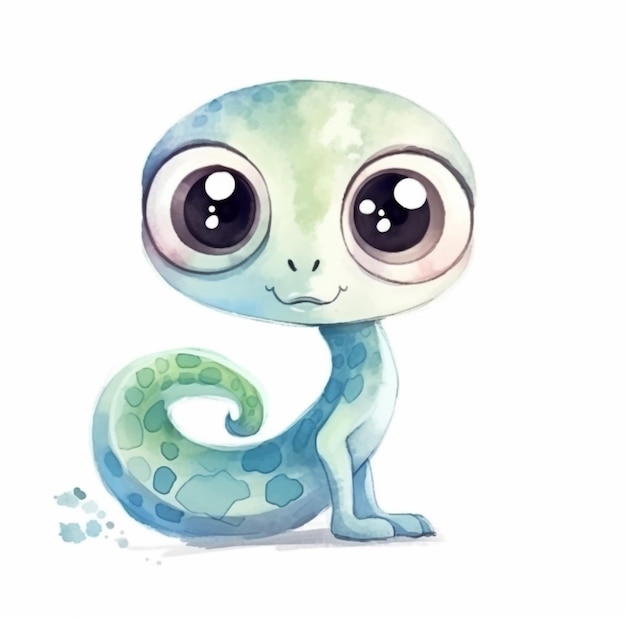 Ilustración acuarela de un lindo gecko