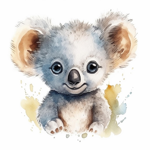 Ilustración acuarela de un lindo oso koala