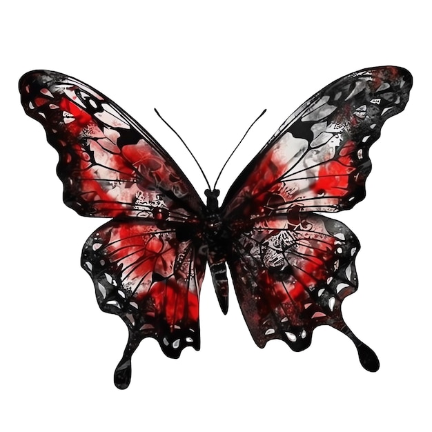 Ilustración acuarela de mariposa gótica