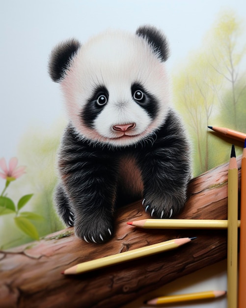 Ilustración acuarela panda