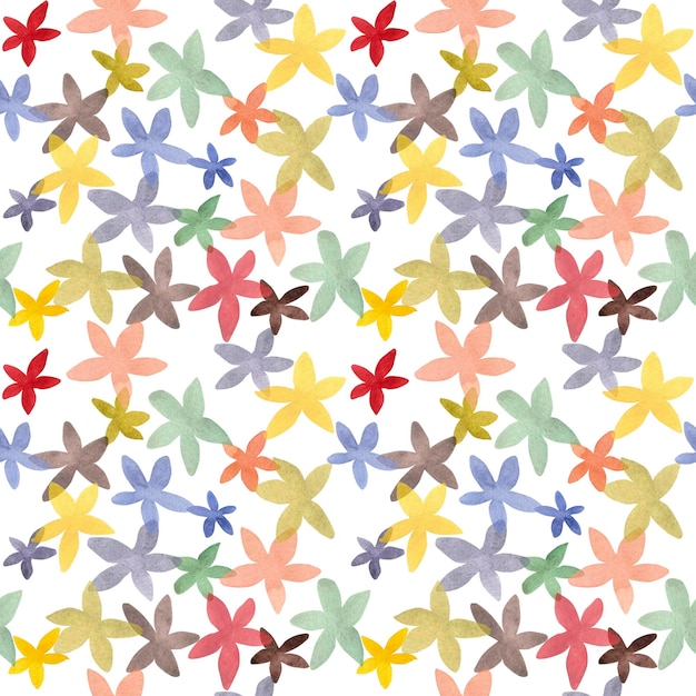Ilustración acuarela de un patrón de flores simple sobre un fondo blanco