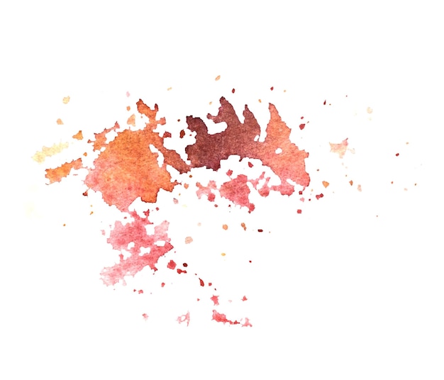Ilustración de acuarela pintada a mano con tonos de manchas rojas de otoño y salpicaduras base de textura de plantilla