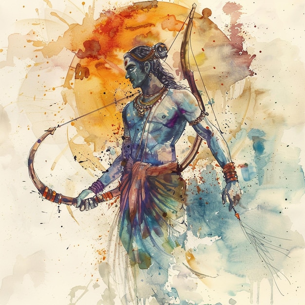 Foto ilustración en acuarela de ram navami