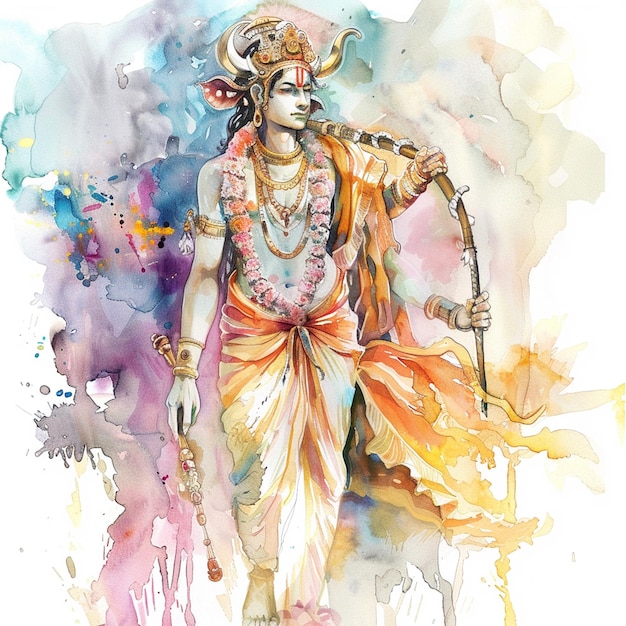 Foto ilustración en acuarela de ram navami