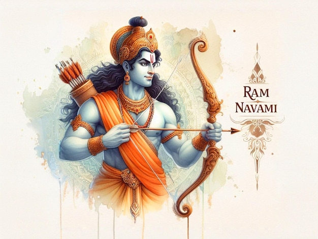 Ilustración en acuarela de Ram navami