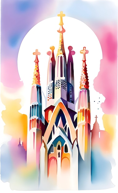 Ilustración acuarela sagrada familia