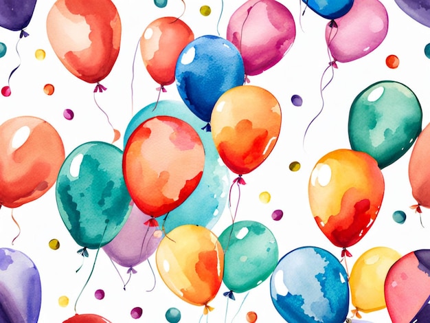 Ilustración en acuarela sobre fondo blanco Balones para la celebración de fiestas Decoración de cumpleaños