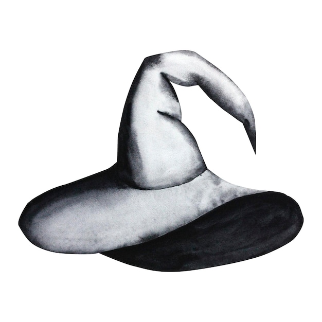 Ilustración acuarela de un sombrero dibujado a mano diseño de sombrero de bruja para halloween para su diseño