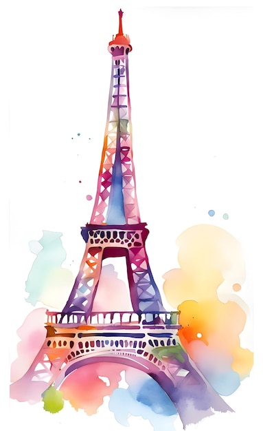 Ilustración acuarela de la torre eiffel