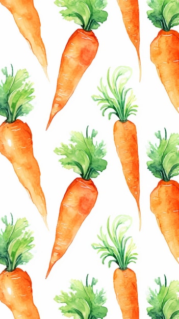 Ilustración de acuarela vertical vegetal de zanahoria orgánica fresca