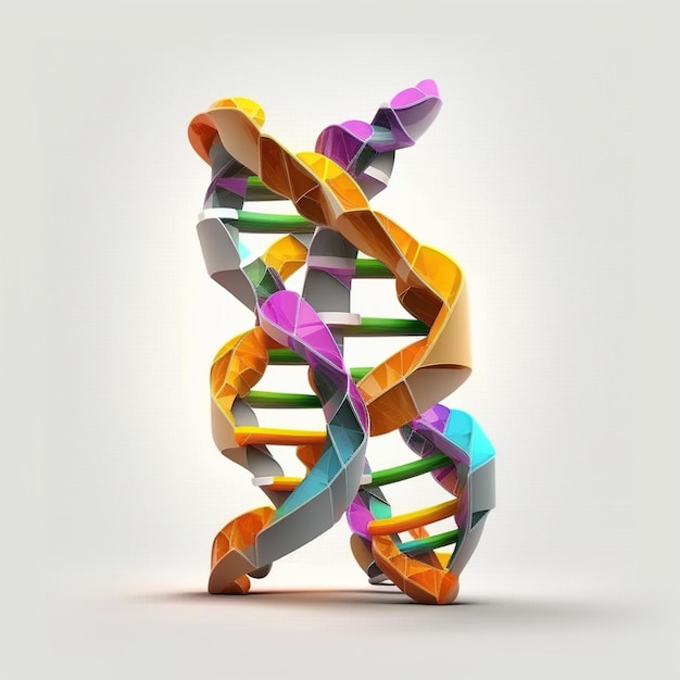 Ilustración de ADN 3D sobre fondo blanco aislado creado con IA generativa