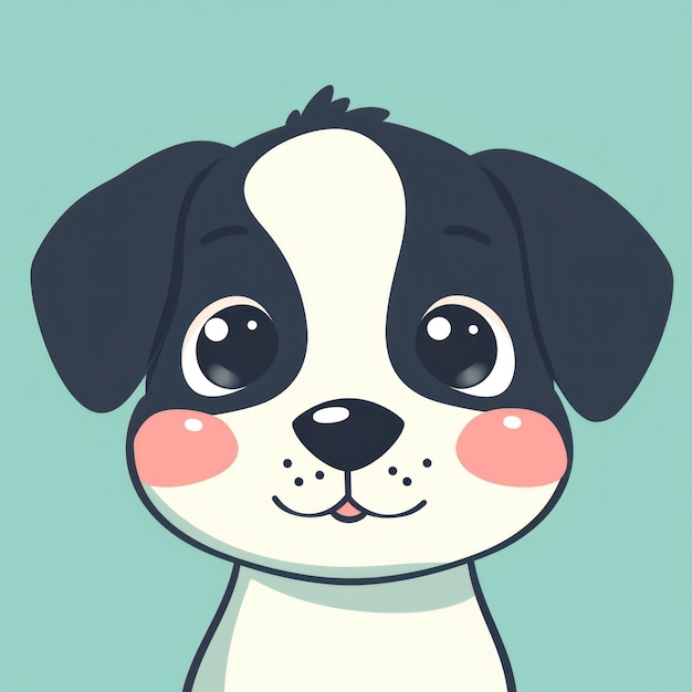 Ilustración adorable de un cachorro con una cálida sonrisa en un fondo pastel