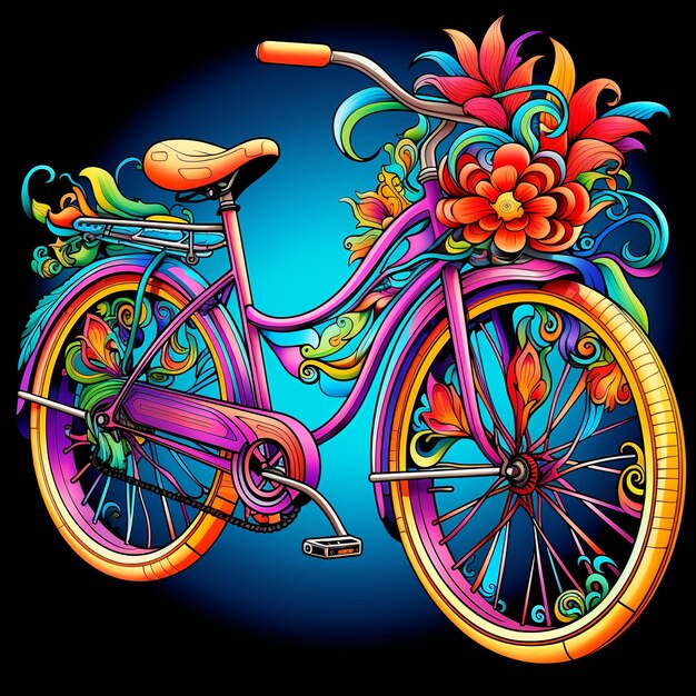 Foto ilustración de adultos complejas páginas para colorear de bicicletas coloreadas