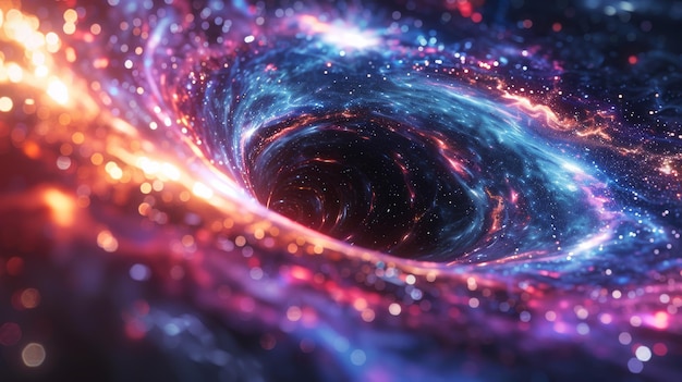 Ilustración de un agujero de gusano cuántico que visualiza las vías de viaje interestelar