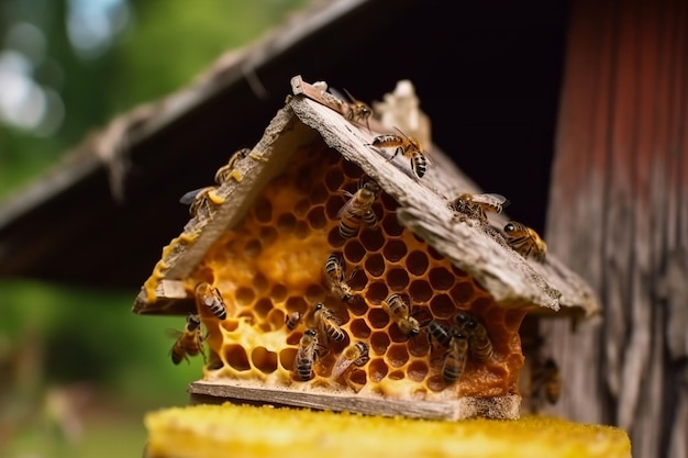 Ilustración de AI generativa de la familia de abejas