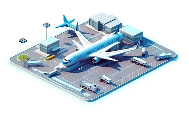 Foto ilustración de un ai generativo de aeropuerto 3d