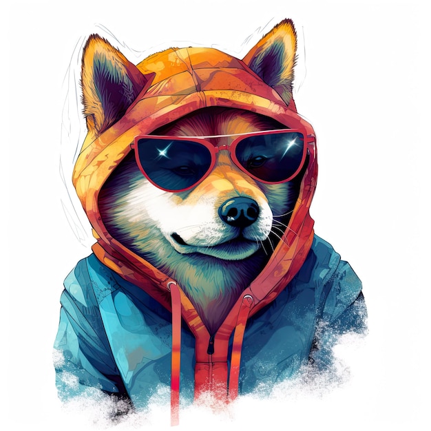 Ilustración de ai generativo lindo perro shiba inu