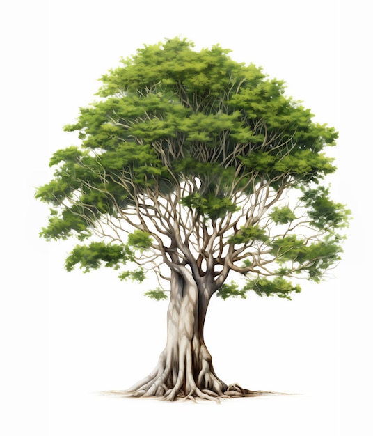 Ilustración aislada en un árbol blanco