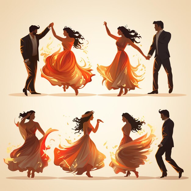 Foto ilustración aislada del concepto de baile vectorial indio bollywood